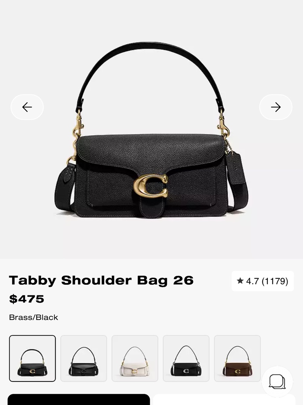 Coach Tabby Shoulder Bag 26 in Black with Brass C Hardware